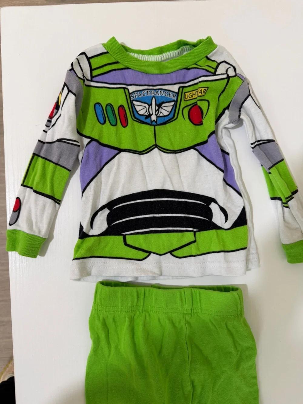 Disney Pixar Toy Story Buzz Lightyear Green White Purple Kids Pajama Set
